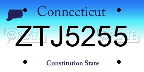 ZTJ5255 Connecticut License Plate