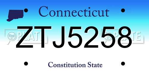 ZTJ5258 Connecticut License Plate
