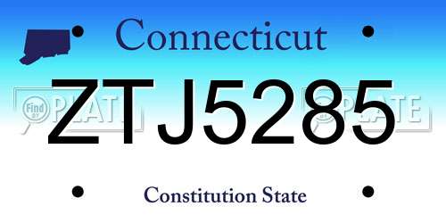 ZTJ5285 Connecticut License Plate
