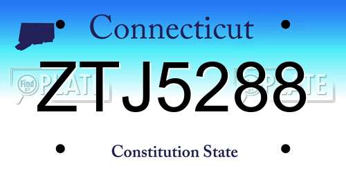 ZTJ5288 Connecticut License Plate