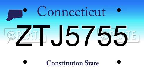 ZTJ5755 Connecticut License Plate