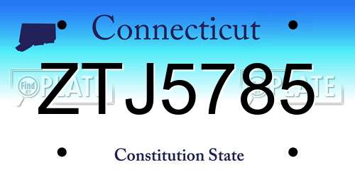 ZTJ5785 Connecticut License Plate