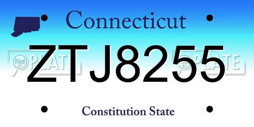 ZTJ8255 Connecticut License Plate