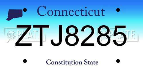 ZTJ8285 Connecticut License Plate