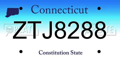 ZTJ8288 Connecticut License Plate