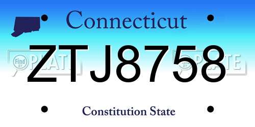 ZTJ8758 Connecticut License Plate