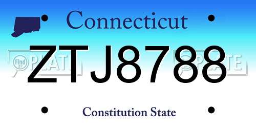 ZTJ8788 Connecticut License Plate