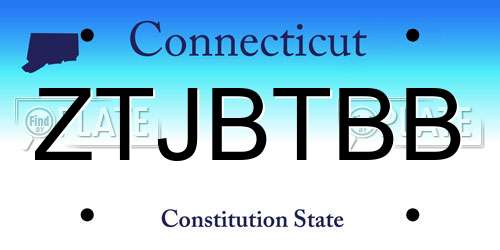 ZTJBTBB Connecticut License Plate