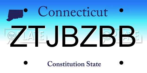 ZTJBZBB Connecticut License Plate