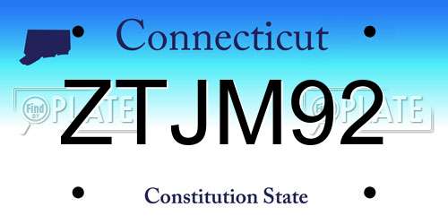ZTJM92 Connecticut License Plate