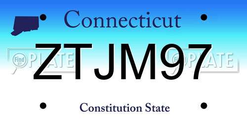 ZTJM97 Connecticut License Plate