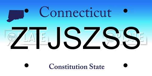 ZTJSZSS Connecticut License Plate