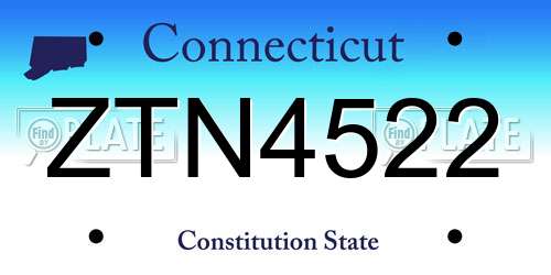 ZTN4522 Connecticut License Plate