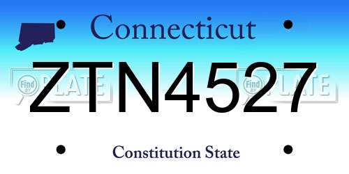 ZTN4527 Connecticut License Plate