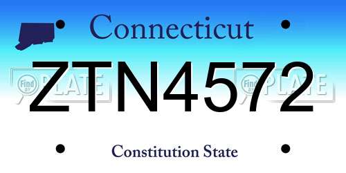 ZTN4572 Connecticut License Plate