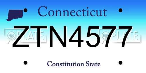 ZTN4577 Connecticut License Plate