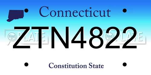 ZTN4822 Connecticut License Plate