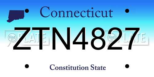 ZTN4827 Connecticut License Plate