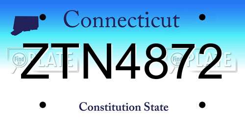 ZTN4872 Connecticut License Plate