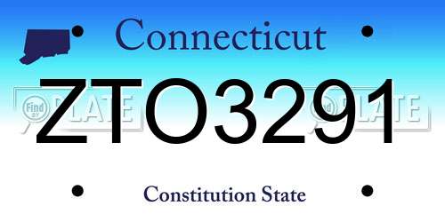 ZTO3291 Connecticut License Plate