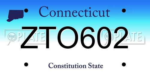 ZTO602 Connecticut License Plate