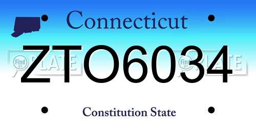 ZTO6034 Connecticut License Plate