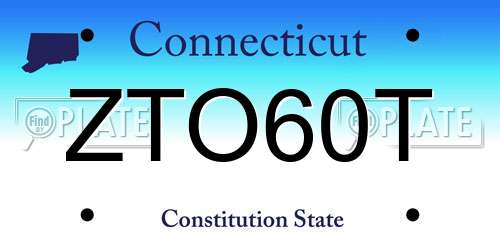 ZTO60T Connecticut License Plate