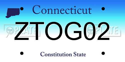 ZTOG02 Connecticut License Plate