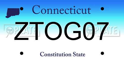 ZTOG07 Connecticut License Plate
