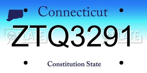 ZTQ3291 Connecticut License Plate