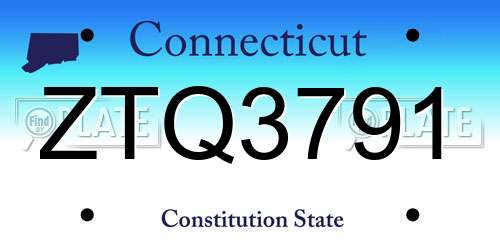 ZTQ3791 Connecticut License Plate
