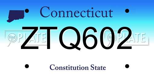 ZTQ602 Connecticut License Plate