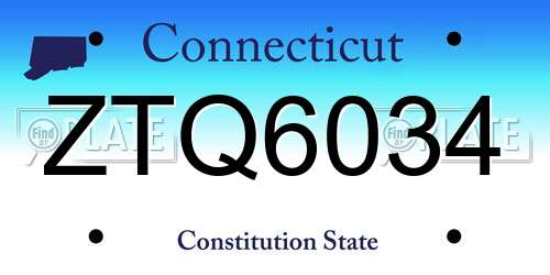 ZTQ6034 Connecticut License Plate