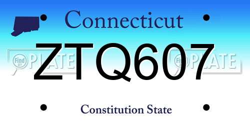 ZTQ607 Connecticut License Plate