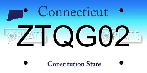 ZTQG02 Connecticut License Plate