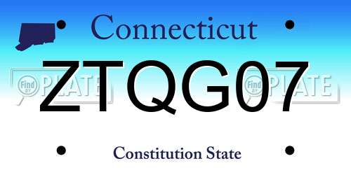 ZTQG07 Connecticut License Plate