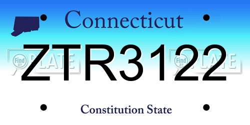 ZTR3122 Connecticut License Plate