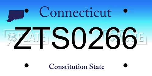 ZTS0266 Connecticut License Plate