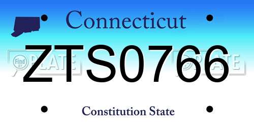 ZTS0766 Connecticut License Plate