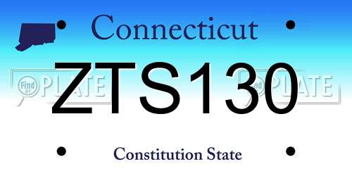 ZTS130 Connecticut License Plate