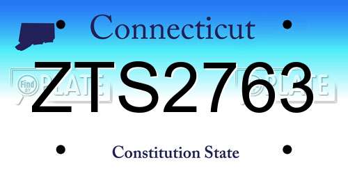 ZTS2763 Connecticut License Plate