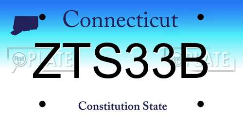 ZTS33B Connecticut License Plate