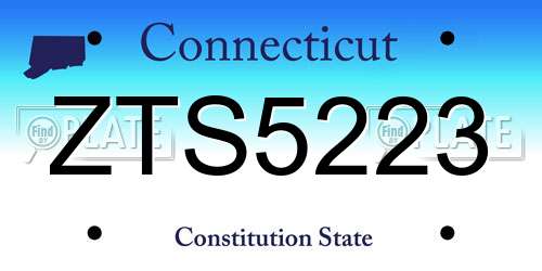 ZTS5223 Connecticut License Plate
