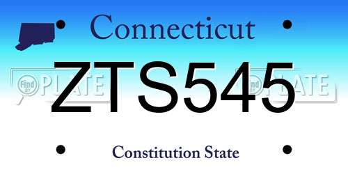 ZTS545 Connecticut License Plate