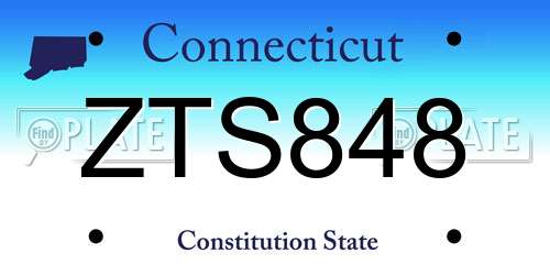 ZTS848 Connecticut License Plate