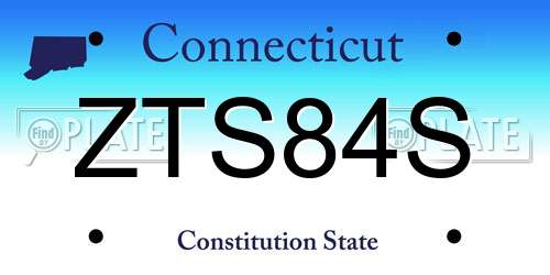 ZTS84S Connecticut License Plate