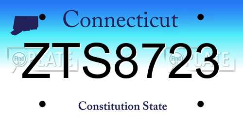 ZTS8723 Connecticut License Plate