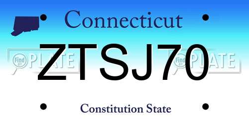 ZTSJ70 Connecticut License Plate
