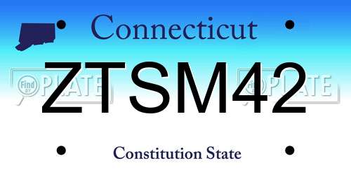 ZTSM42 Connecticut License Plate