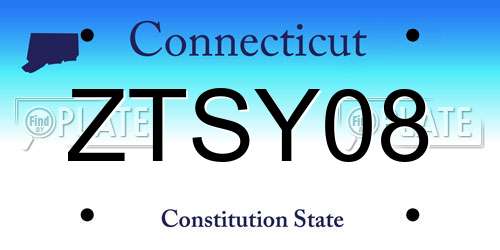 ZTSY08 Connecticut License Plate
